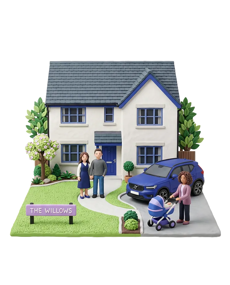 3D clay illustration of a UK household demonstrating audience signal targeting