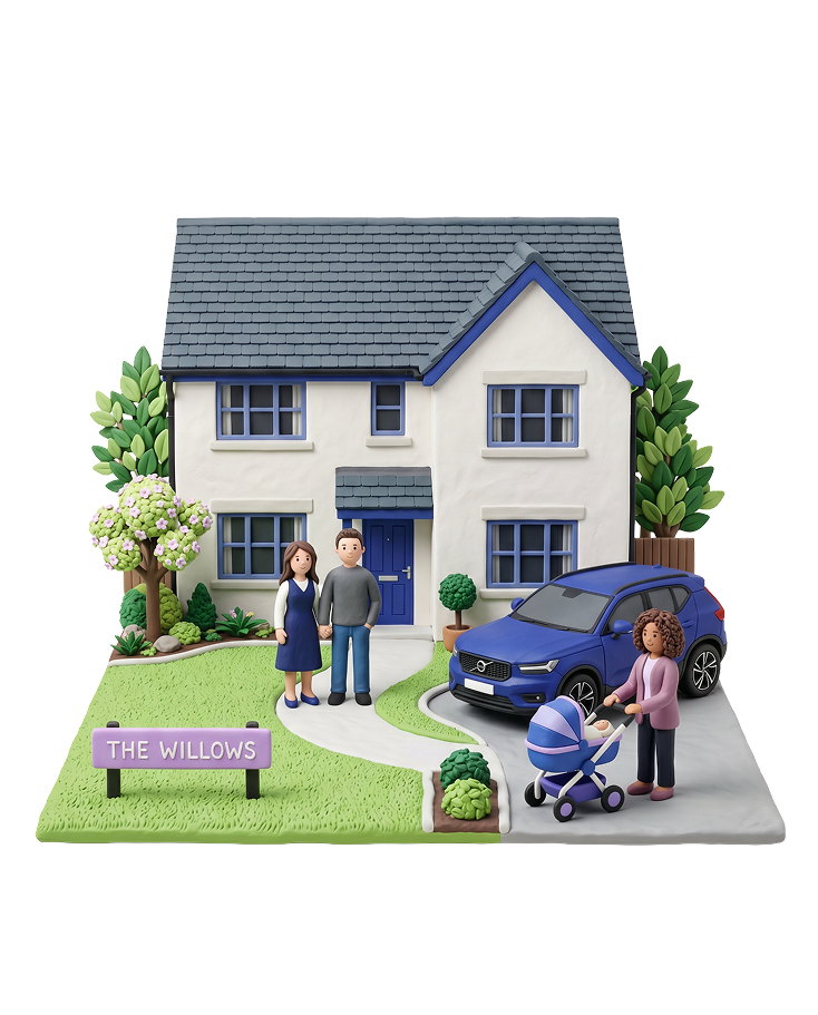 3D clay illustration of a UK household demonstrating audience signal targeting